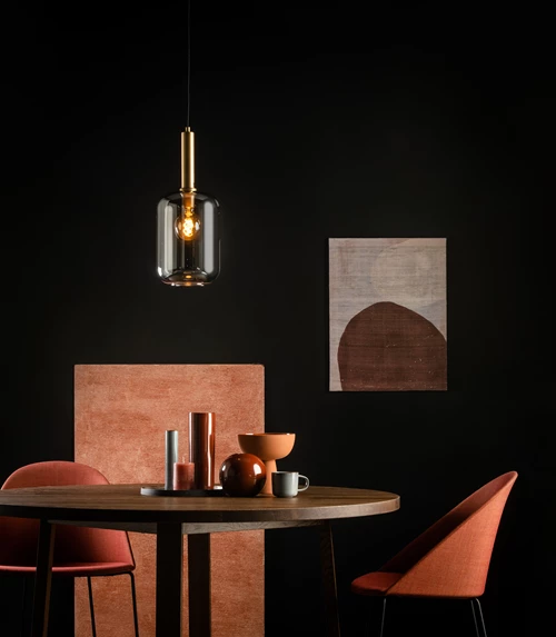 Lucide JOANET - Pendant light - Ø 22 cm - 1xE27 - Smoke Grey - atmosphere 1